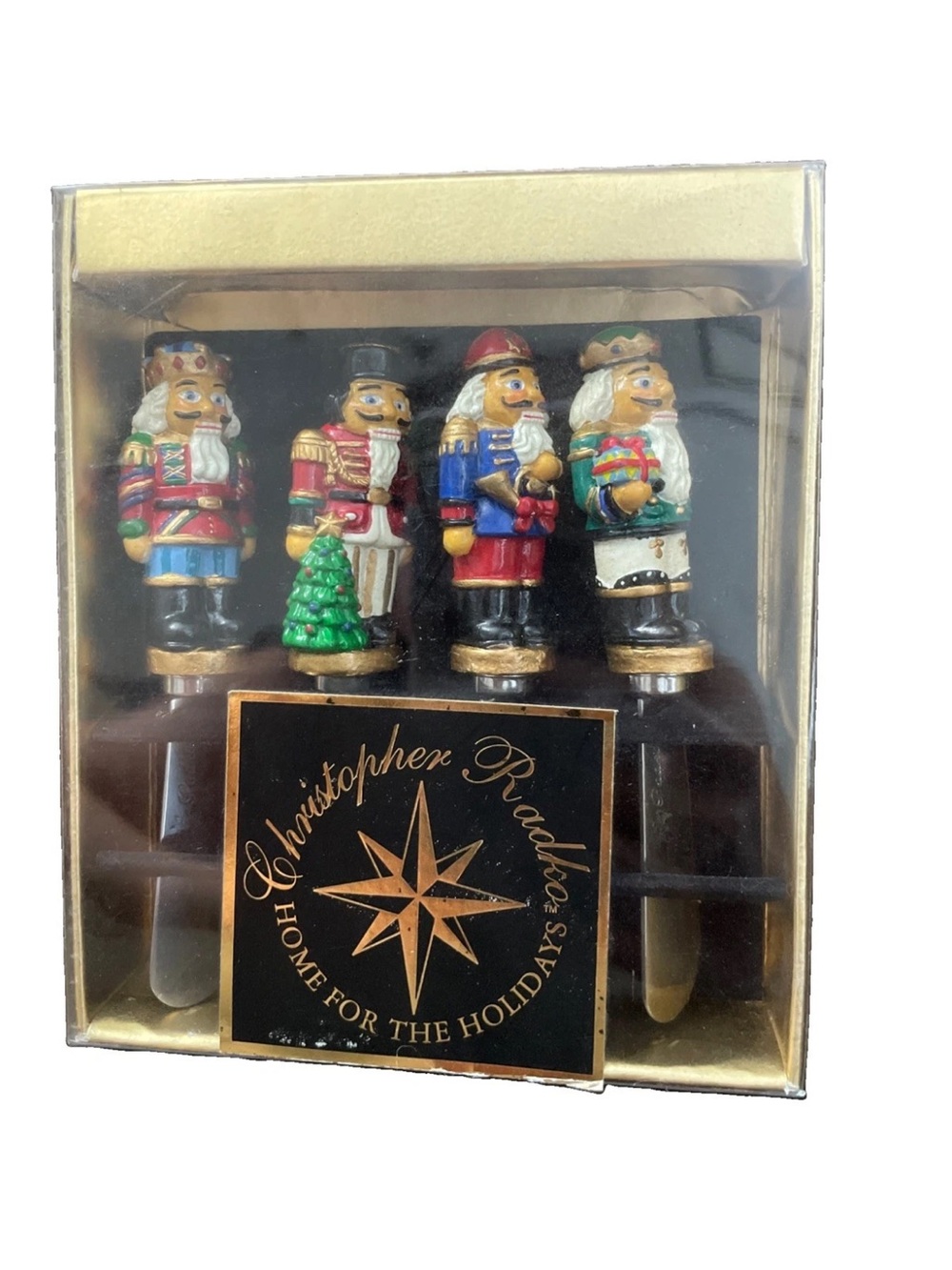 Christopher Radko Home for the Holidays 4 Nutcracker Cheese Spreader Pate Knives
